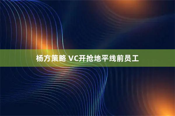 杨方策略 VC开抢地平线前员工