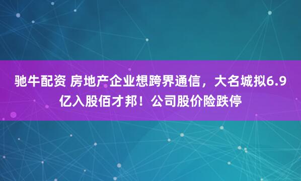 驰牛配资 房地产企业想跨界通信，大名城拟6.9亿入股佰才邦！公司股价险跌停